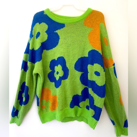 SHEIN Green, Blue and Orange Sweater, Size 8/10 - Picture 1 of 2